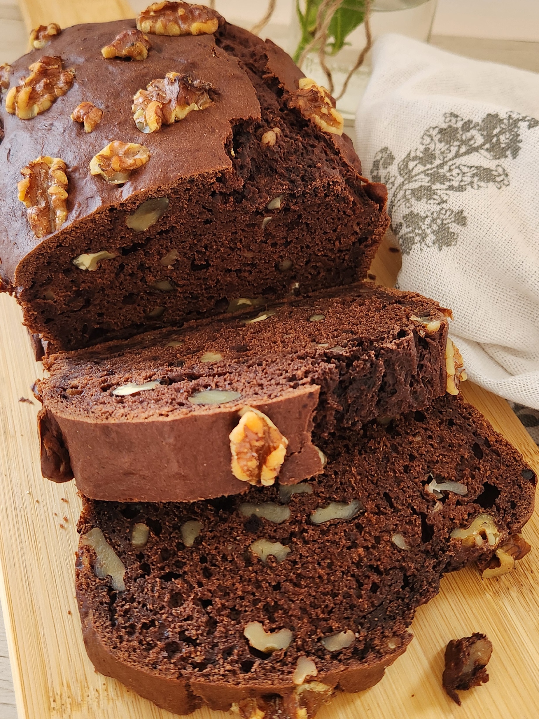 Chocolate Banana Bread with Walnuts (Low Sugar, Moist & Healthy)