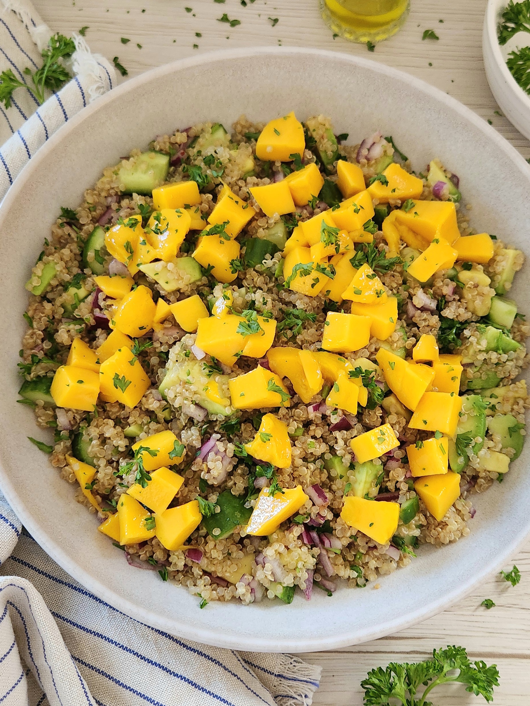 Healthy Mango Quinoa Salad with Avocado and Lime Dressing