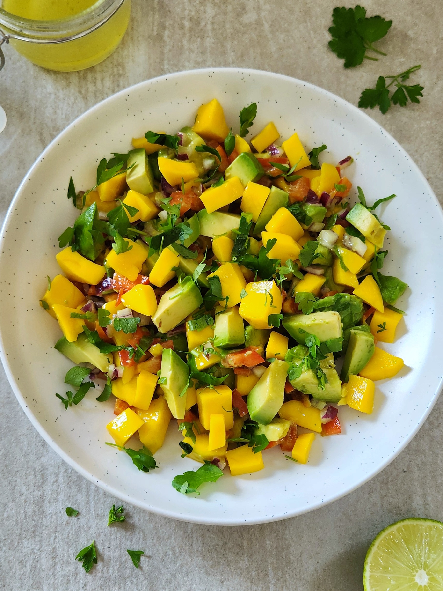 Healthy Mango Salad with Avocado and Red Pepper (Easy Summer Recipe)